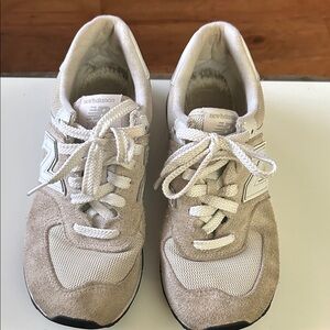New Balance Women's Cream and White Sneakers